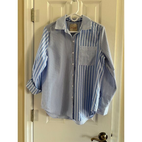 Casa Cabana Tops - Casa Cabana Blue White Striped Button Down Shirt Medium